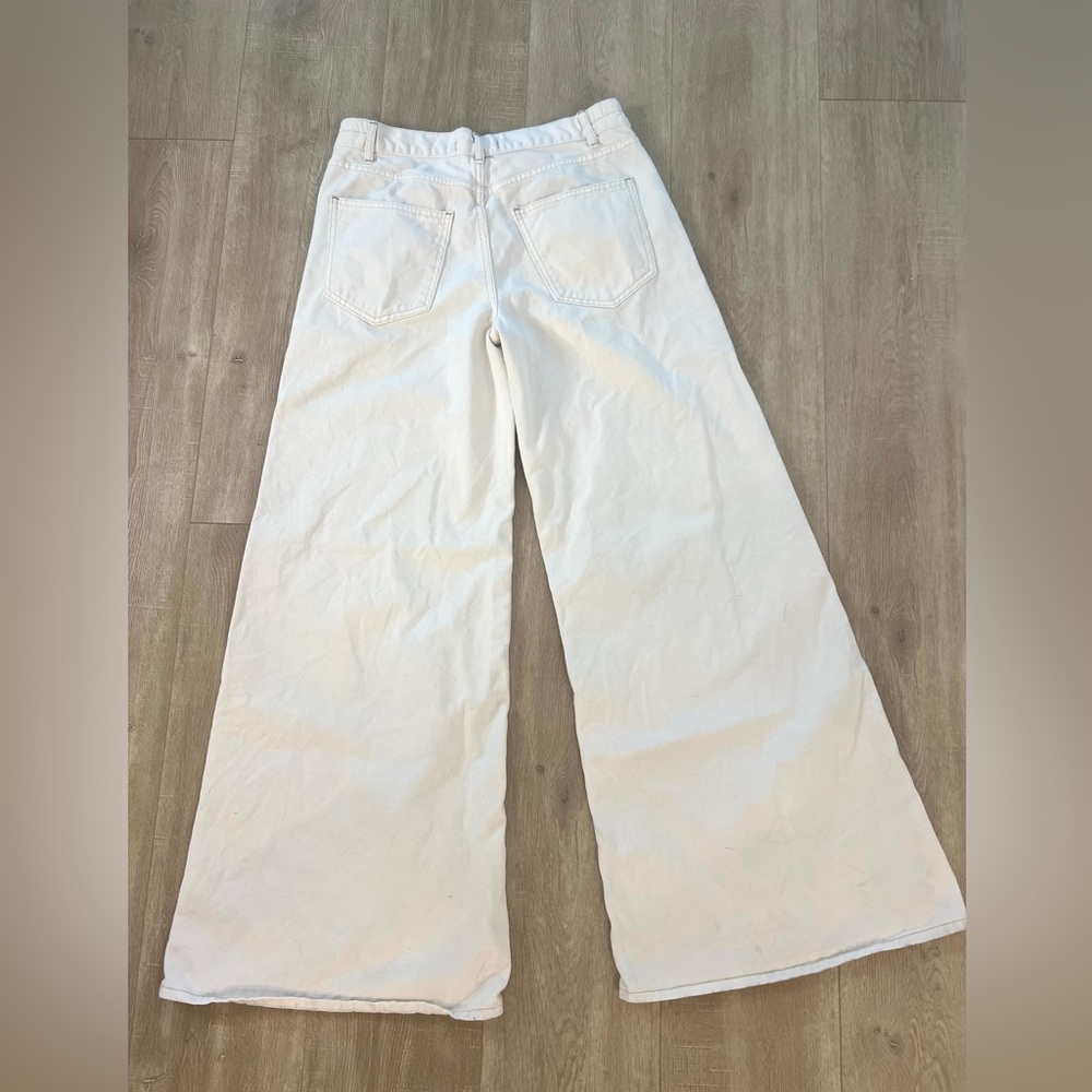 Free People Love fool Cream Flare Wide-Leg Jeans sz 27, - Picture 7 of 10